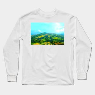 View from Monte San Martino at fields, hills, ridge, sky Long Sleeve T-Shirt